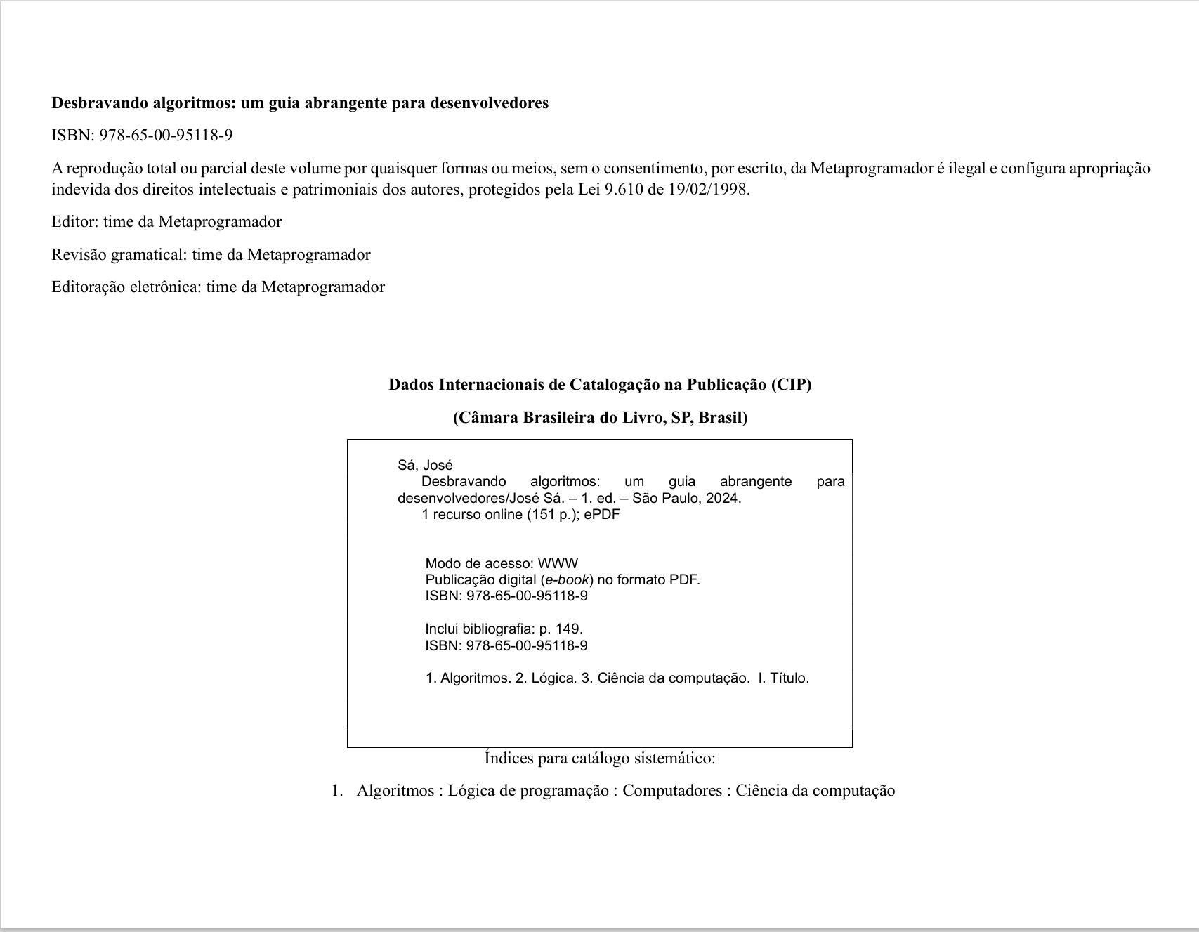 Ficha catalogr&aacute;fica do livro