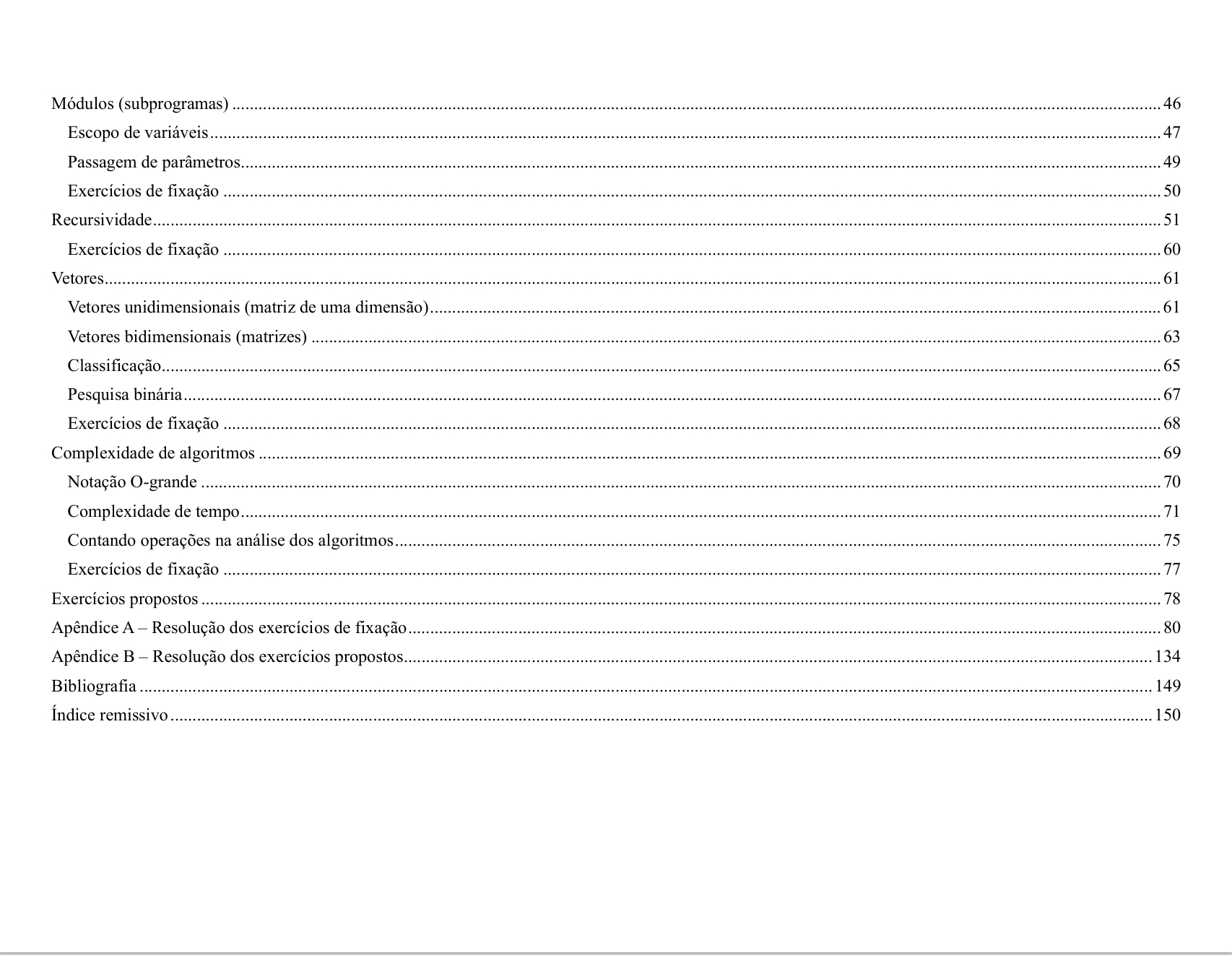 Sum&aacute;rio do livro